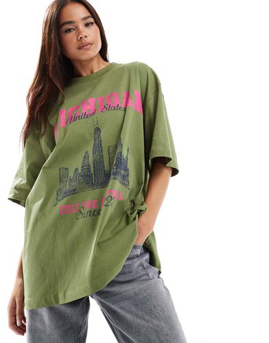 T-shirt oversize à imprimé Michigan - Kaki - Asos Design - Modalova