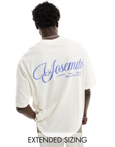 T-shirt oversize à imprimé ville au dos - Blanc cassé - Asos Design - Modalova