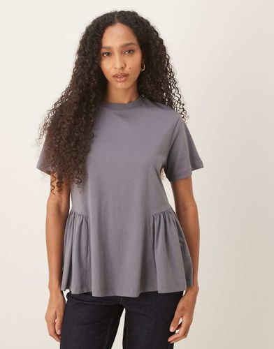 T-shirt oversize avec basque fronce - Anthracite - Asos Design - Modalova