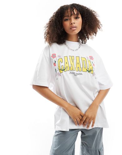 T-shirt oversize avec imprimé Canada et fleurs brodées - Asos Design - Modalova