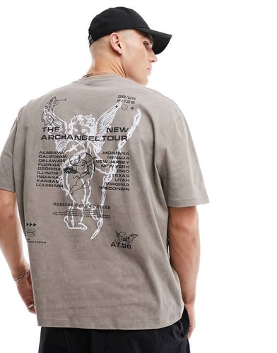 T-shirt oversize avec imprimé ange au dos - Marron délavé - Asos Design - Modalova