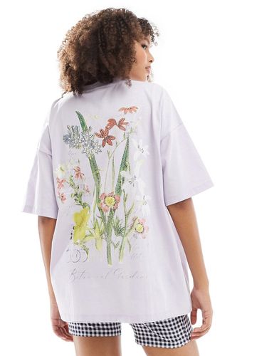 T-shirt oversize avec imprimé botanique fleuri au dos - Lilas - Asos Design - Modalova