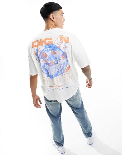 T-shirt oversize avec imprimé formes abstraites au dos et sur la poitrine - cassé - Asos Design - Modalova