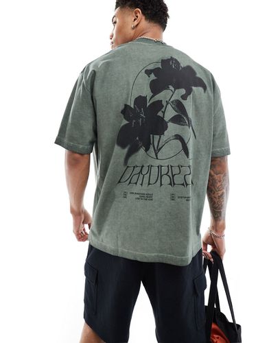 T-shirt oversize avec imprimé fleuri au dos - délavé - Asos Design - Modalova