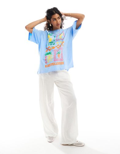 T-shirt oversize avec imprimé fruits - Bleu - Asos Design - Modalova