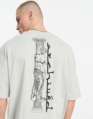 T-shirt oversize avec imprimé statue sur la colonne - Gris - Asos Design - Modalova