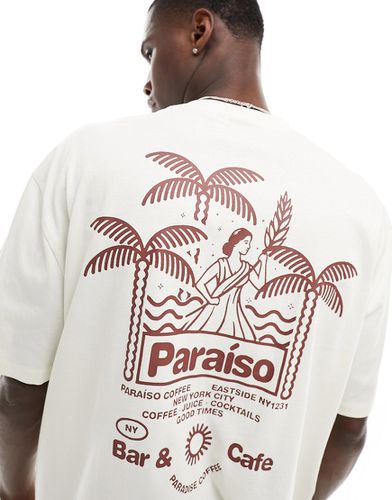 T-shirt oversize avec imprimé palmiers au dos - Blanc cassé - Asos Design - Modalova