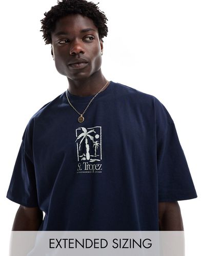 T-shirt oversize avec imprimé palmiers sur la poitrine - Asos Design - Modalova