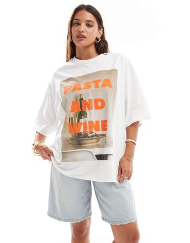 T-shirt oversize avec imprimé Pasta and Wine - Asos Design - Modalova