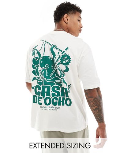 T-shirt oversize avec imprimé pieuvre au dos - cassé - Asos Design - Modalova