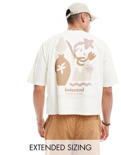 T-shirt oversize coupe carrée à imprimé abstrait au dos - cassé - Asos Design - Modalova