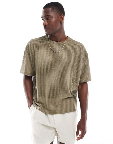 T-shirt oversize coupe carrée en crochet - Kaki - Asos Design - Modalova