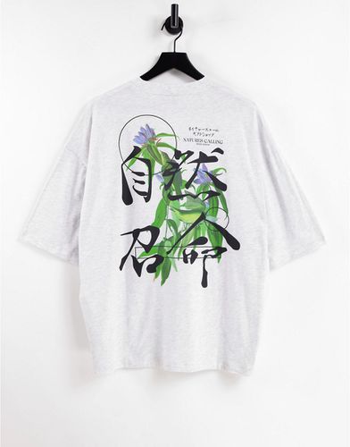 T-shirt oversize en coton mélangé avec imprimé oiseau au dos - chiné - LGREY - Asos Design - Modalova