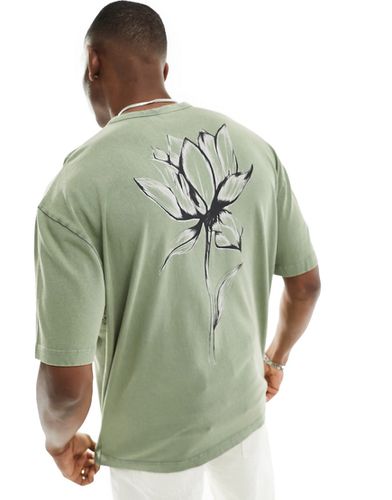 T-shirt oversize épais à imprimé fleur au dos - Asos Design - Modalova