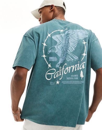 T-shirt oversize épais avec imprimé California au dos - Bleu délavé - Asos Design - Modalova