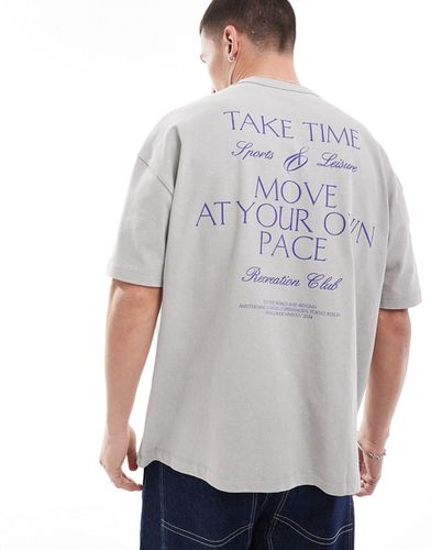 T-shirt oversize épais 220 g/m² avec imprimé texte au dos - Gris délavé - Asos Design - Modalova