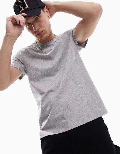 T-shirt ras de cou à manches retroussées - chiné - Asos Design - Modalova