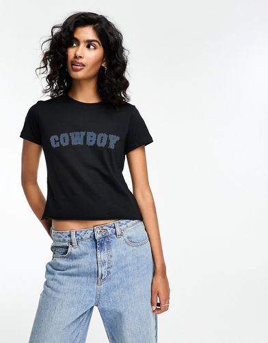 T-shirt rétréci avec motif Cowboy effet denim - Asos Design - Modalova