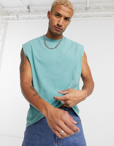 T-shirt sans manches oversize en tissu épais délavé - Asos Design - Modalova