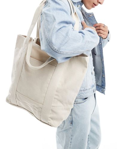 Tote bag oversize en coton épais avec poignées et bandoulière - Écru - Asos Design - Modalova