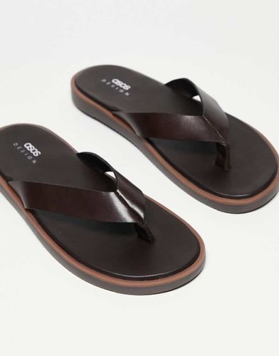 Tongs en cuir - Marron - Asos Design - Modalova