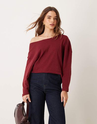 Top manches longues à épaules dénudées - Bordeaux - Asos Design - Modalova