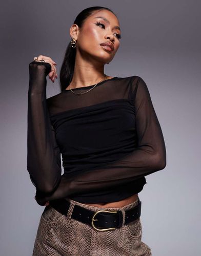 Top manches longues en tulle drap sur l'avant - Asos Design - Modalova
