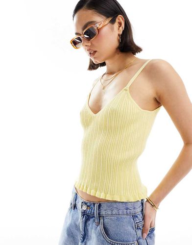 Top à col V et bretelles en maille - Citron - Asos Design - Modalova