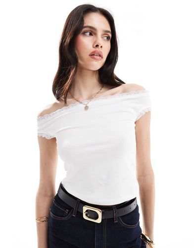 Top à encolure Bardot avec bords en dentelle - Asos Design - Modalova