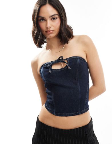 Top bandeau en jean à découpe - Indigo - Asos Design - Modalova