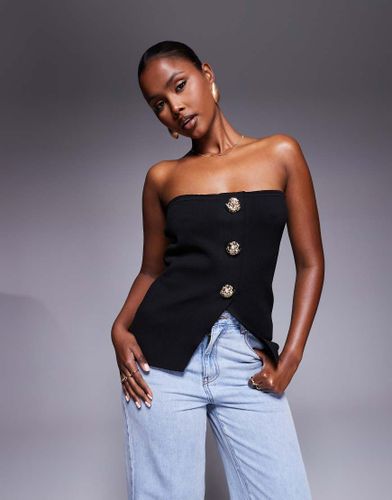 Top bandeau en maille avec boutons dors - Asos Design - Modalova