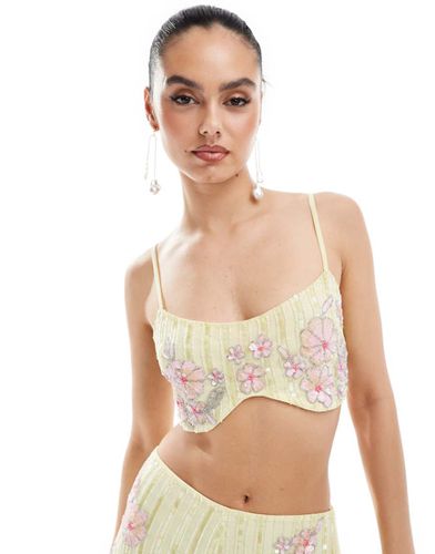 Top caraco d'ensemble orné de fleurs - Jaune et rose - Asos Design - Modalova