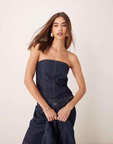 Top corset en denim - Indigo - Asos Design - Modalova