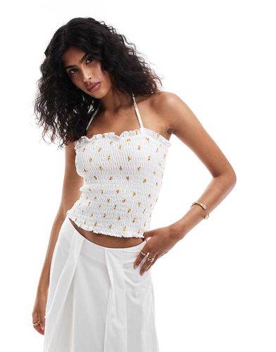 Top dos nu froncé à petits citrons - Blanc - Asos Design - Modalova