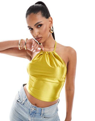 Top dos nu froncé en satin stretch - Chartreuse - Asos Design - Modalova