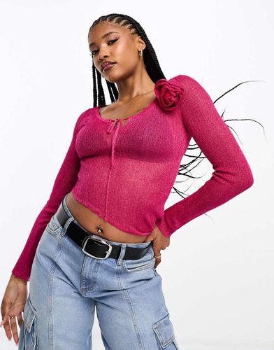 Top en maille transparente orné d'une - Asos Design - Modalova