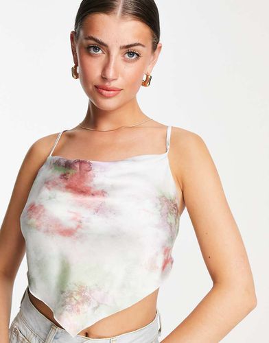 Top foulard en satin tie-dye avec col bénitier et liens à nouer au dos - Asos Design - Modalova