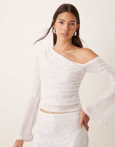 Top froncé à sequins et encolure asymétrique - Asos Design - Modalova