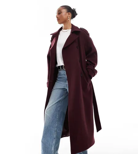 ASOS DESIGN Tall - Trench-coat habillé aspect laine - Bordeaux - Asos Tall - Modalova