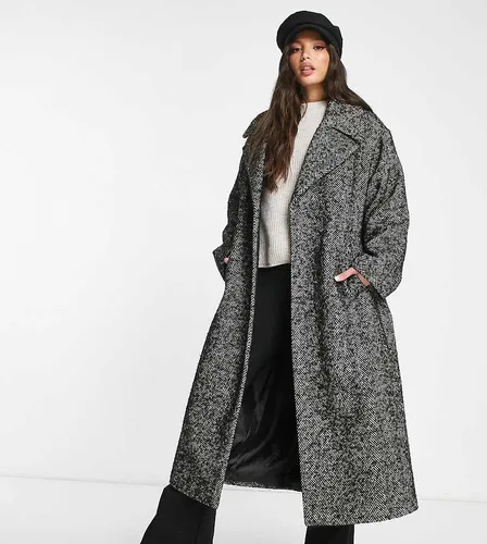 ASOS DESIGN Tall - Manteau habillé ceinturé à chevrons - Noir et blanc - Asos Tall - Modalova