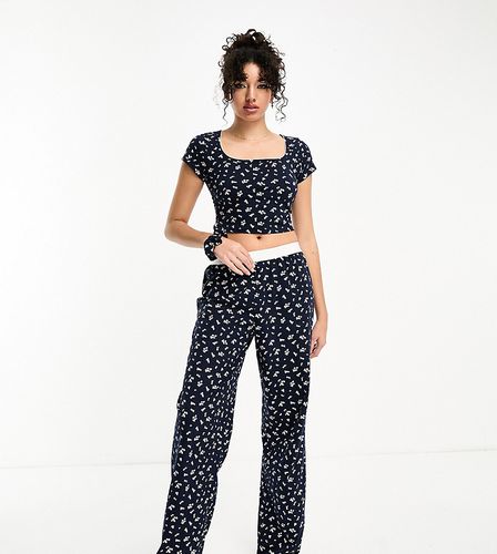 Tall - Mix & Match - Pantalon de pyjama à petites fleurs avec bordures en picot et taille apparente - Asos Design - Modalova