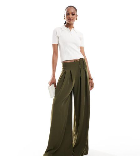 ASOS DESIGN Tall - Pantalon ajusté ultra ample avec lien noué à la taille - Kaki - Asos Tall - Modalova