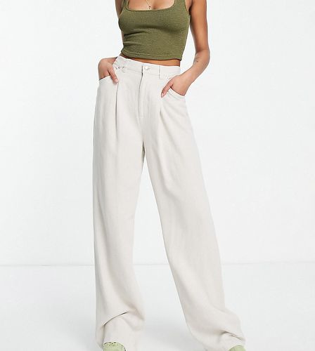 Tall - Pantalon ample en lin - Grège - Asos Design - Modalova