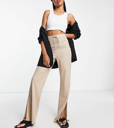 ASOS DESIGN Tall - Pantalon coupe dad effet lin - Taupe - Asos Tall - Modalova