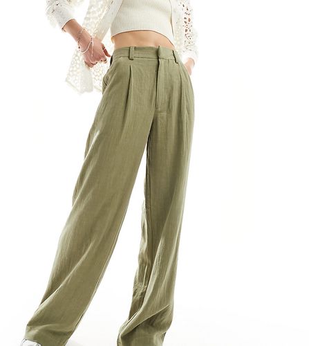Tall - Pantalon dad ample en lin mélangé - Olive - Asos Design - Modalova