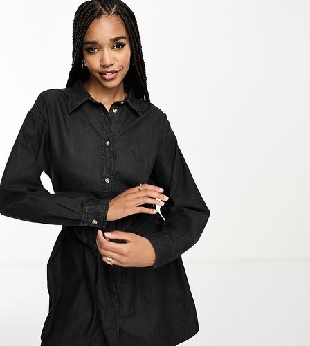 ASOS DESIGN Tall - Robe courte en denim avec ceinture - Noir - Asos Tall - Modalova