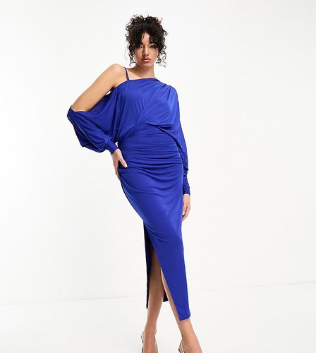 ASOS DESIGN Tall - Robe drapée mi-longue style grec à épaules dénudées - cobalt - Asos Tall - Modalova