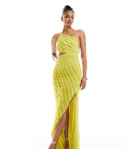 ASOS DESIGN Tall - Robe longue asymétrique à découpe et bords effilochés - Citron - Asos Tall - Modalova