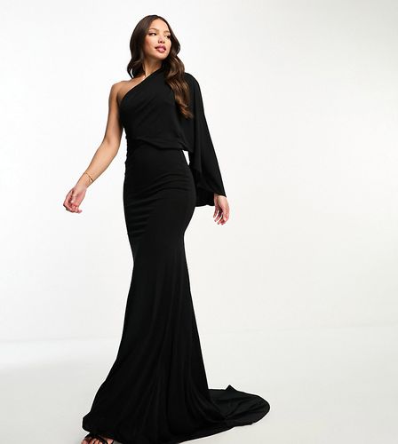 ASOS DESIGN Tall - Robe longue drapée asymétrique de qualité supérieure avec traîne - Noir - Asos Tall - Modalova