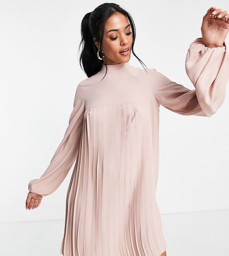 ASOS DESIGN Tall - Robe trapèze courte plissée à col montant - pâle - Asos Tall - Modalova